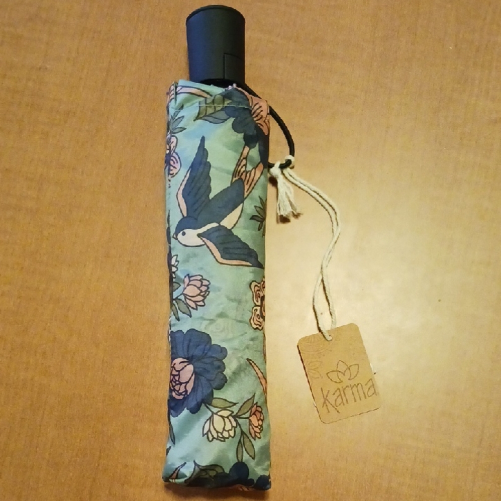 Karma Teal and Pink Bird Umbrella